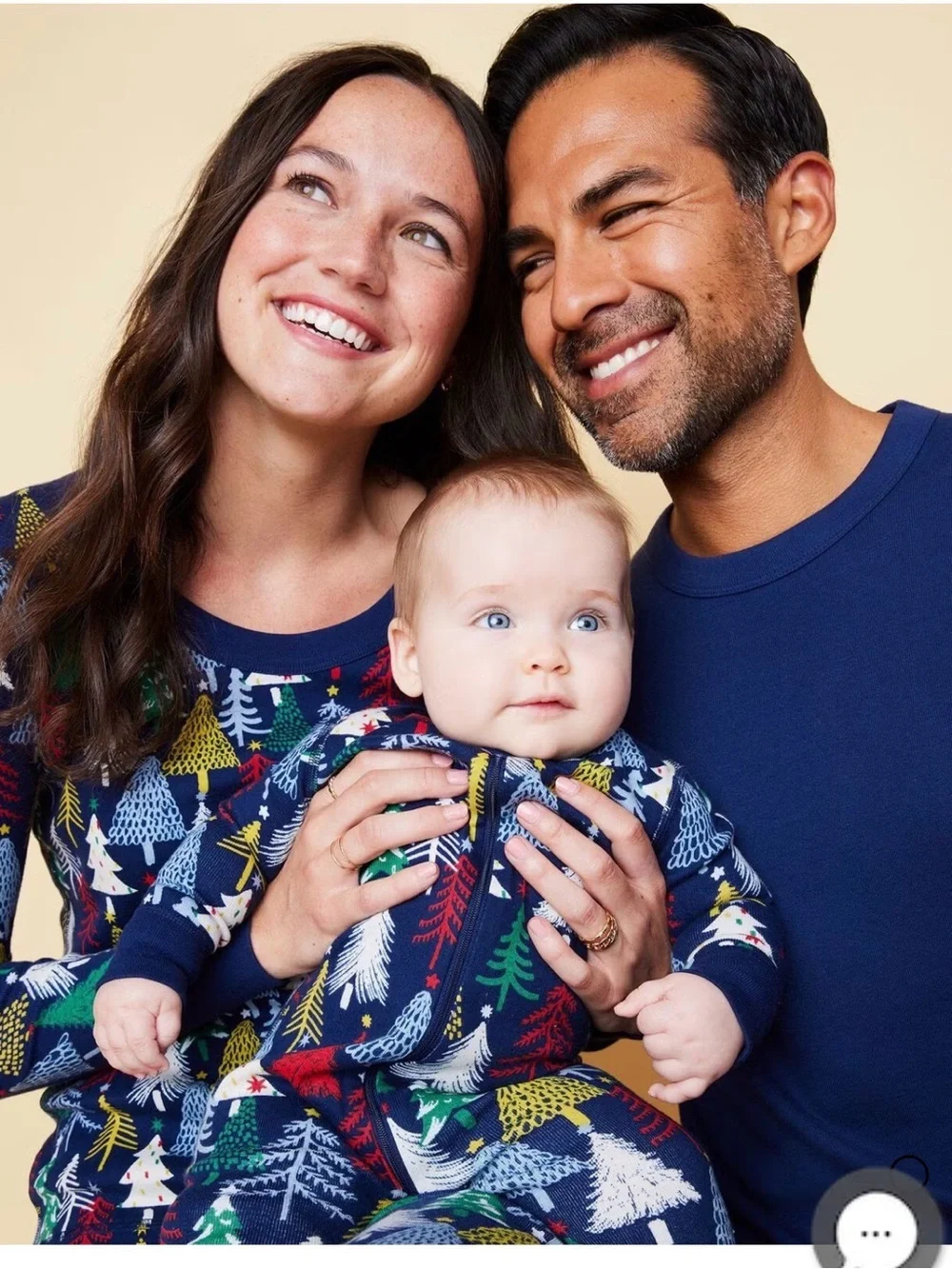 Hanna Andersson Navy Holiday Tree Print Zip Pajamas one piece play set